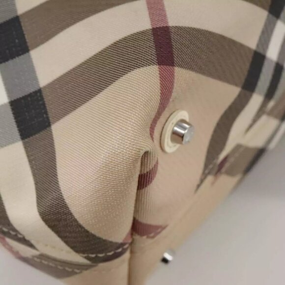 BURBERRY Nova Check Tote Bag PVC Leather Beige Auth 106619 - Picture 5 of 16